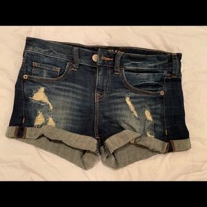 NWOT- Express 2” DISTRESSED LOW RISE CUTOFF DENIM SHORTS